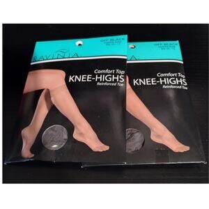 Set of 2 Ravinia Knee-High Comfort Top Reinforced Toe Off Black Queen Size 10-13